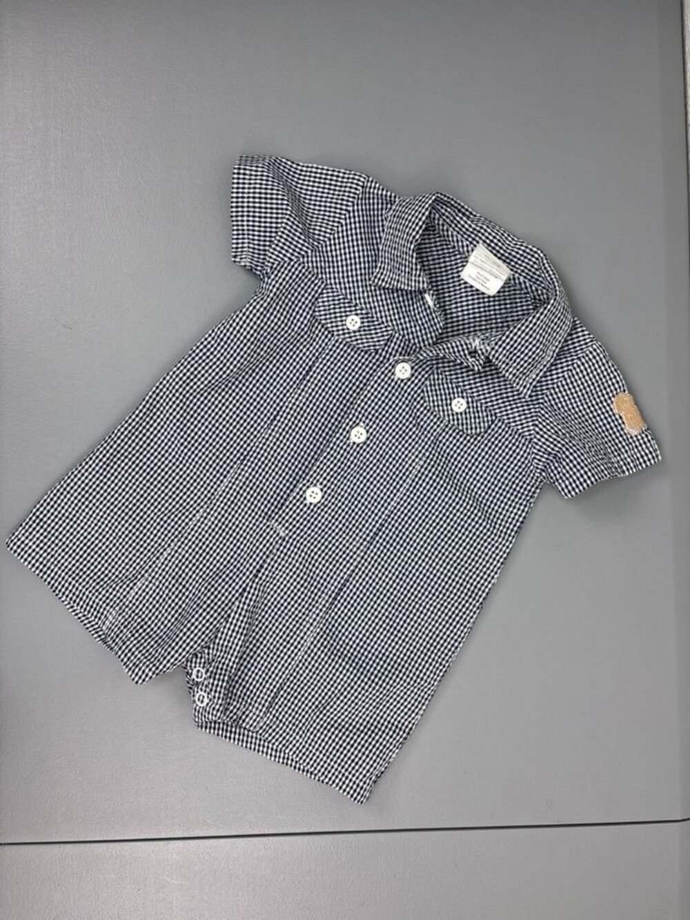 Vintage Carter's baby boy 6-9 month navy seersucker romper casual shorts